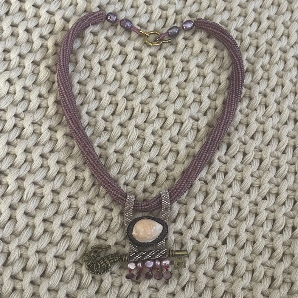 Elegant Purple Necklace with Key Pendant